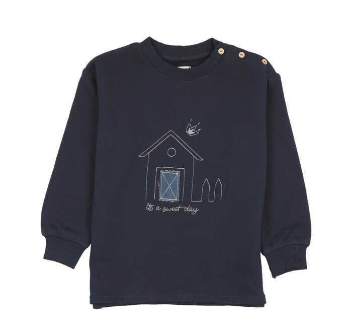 Analogie Navy Sweet Campaign Boys Embroidered Sweatshirt
