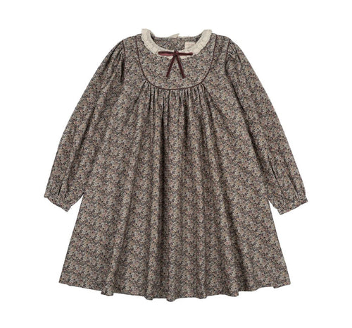 Analogie Oxford Tan Prin Home Garden Laced Trimmed Dress