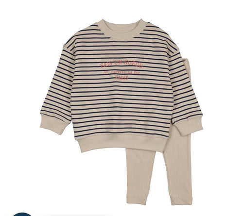 Analogie Stripe Print Bold Boy Stripe Sweatshirt Set