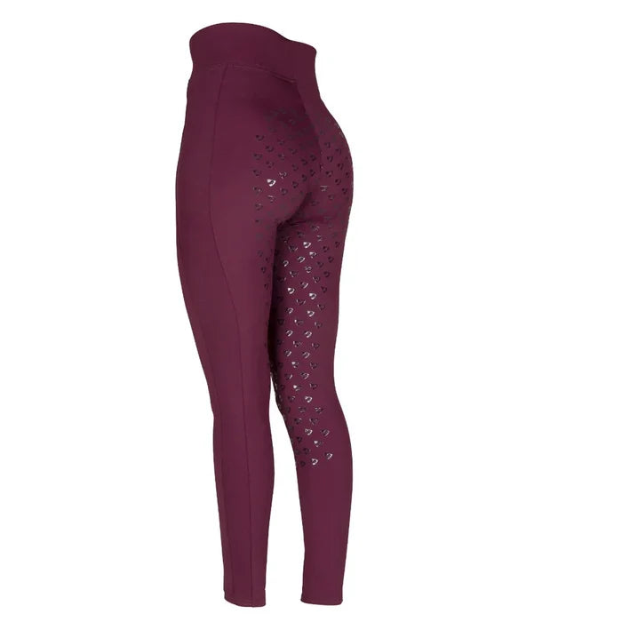 Aubrion Eltar Young Rider Riding Tights- Black Cherry