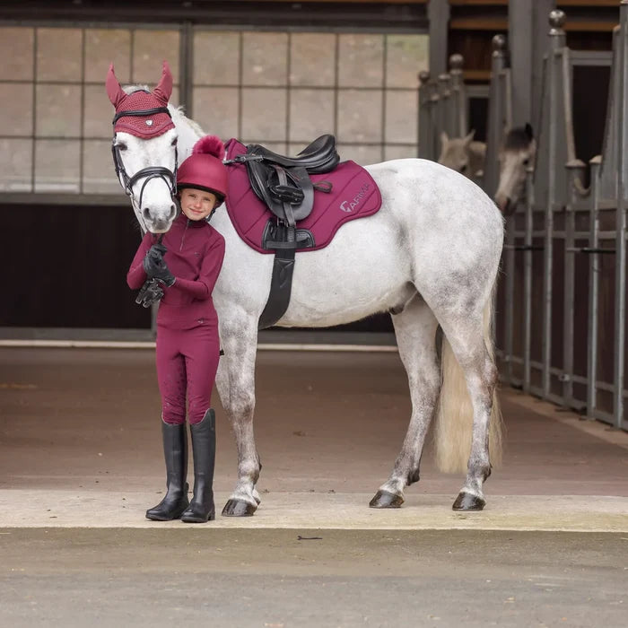 Aubrion Eltar Young Rider Riding Tights- Black Cherry