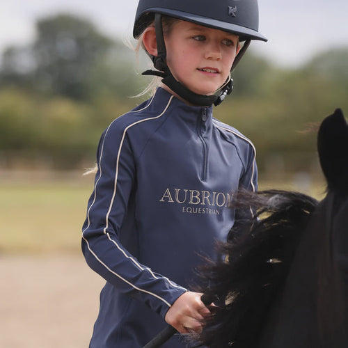 Aubrion Equestrian Long Sleeve Base Layer -Young Rider- Midnight