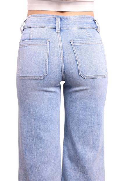 The Annie High-Rise Tummy Control Cropped Raw Hem Wide Leg Jeans