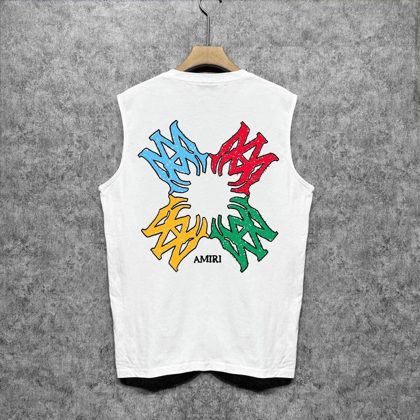 Amiri tank top color block simple logo set printing