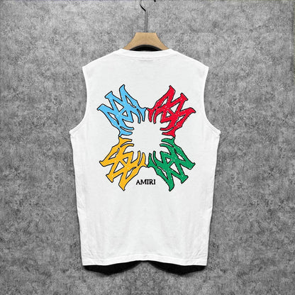 Amiri tank top color block simple logo set printing
