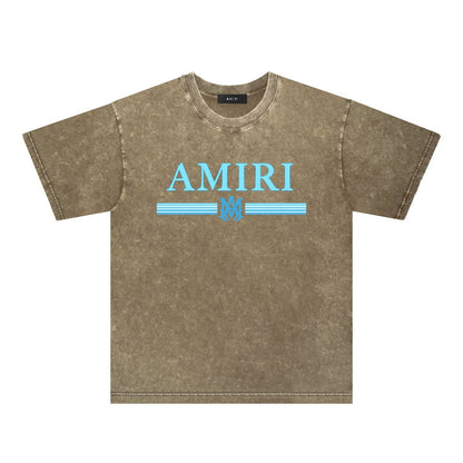 Amiri Washed Distressed T Shirt Printed Trendy Pure Cotton