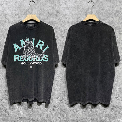 Amiri Washed Distressed T Shirt Printed Trendy Pure Cotton