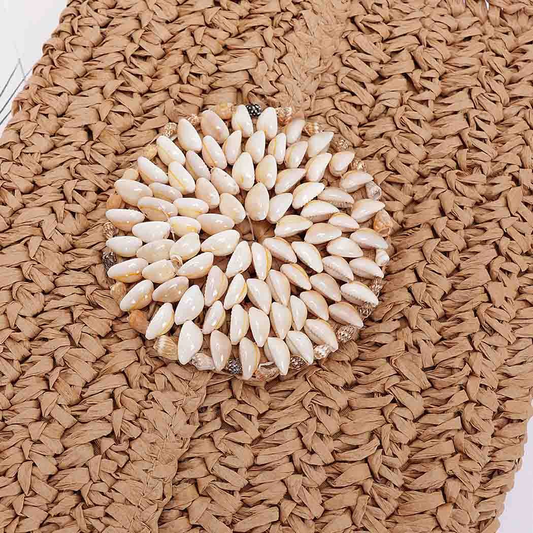 Faux Straw Multi Shell Front Flap Clutch