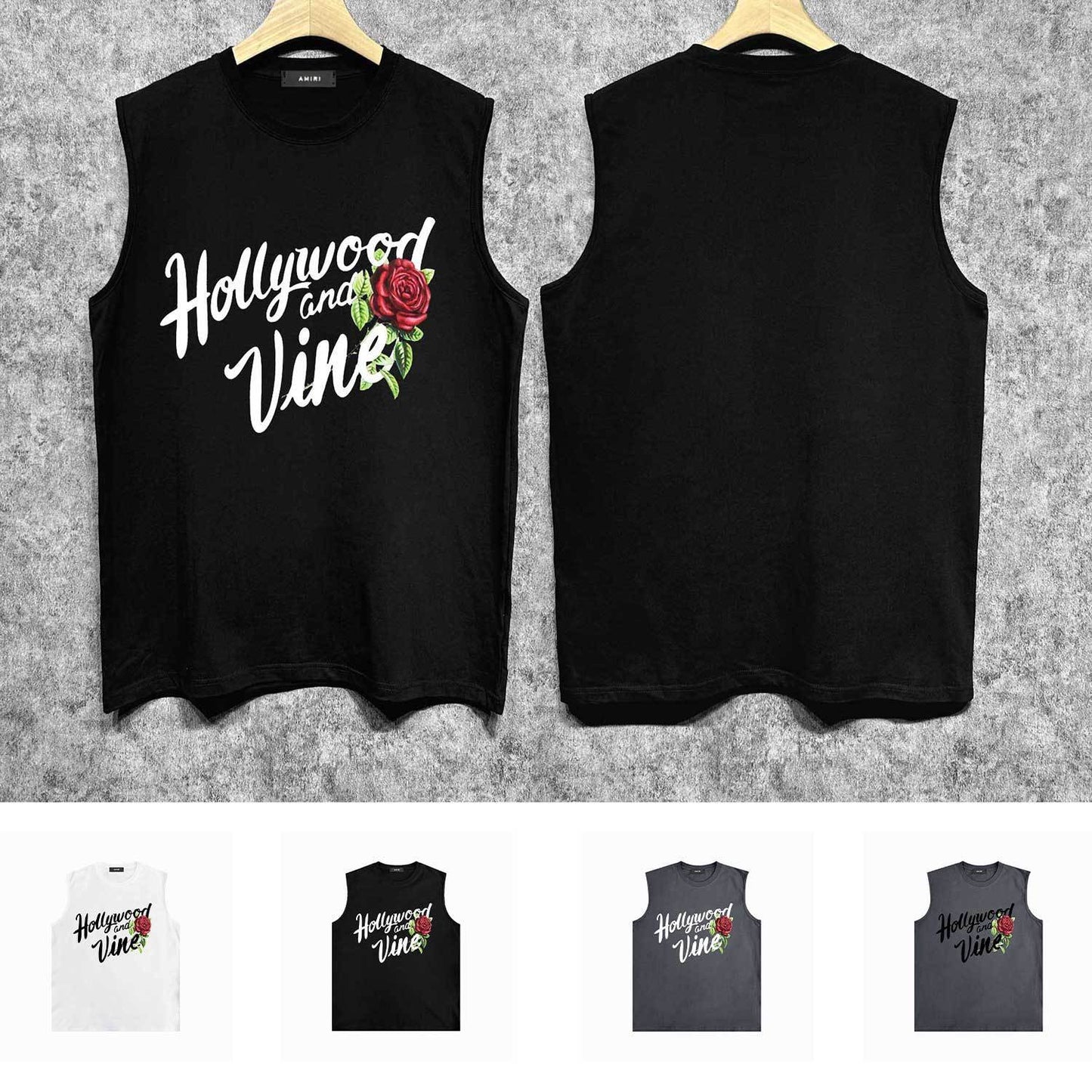 Amiri tank top hollywood rose printing