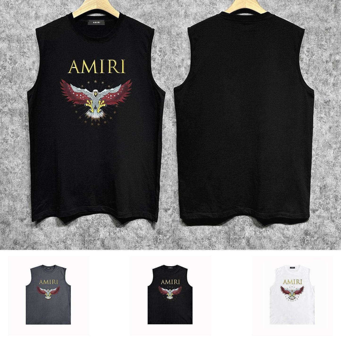Amiri tank top five-pointed star flying eagle printing