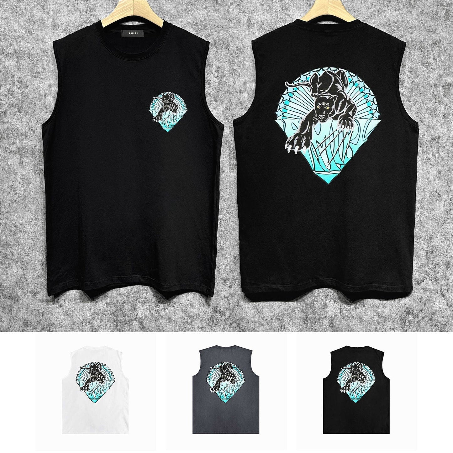 Amiri tank top black panther print
