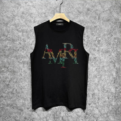 Amiri tank top rainbow letter printing