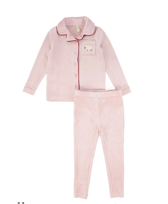 Baby Jolee Velour Sheep Lounge Set- Pink
