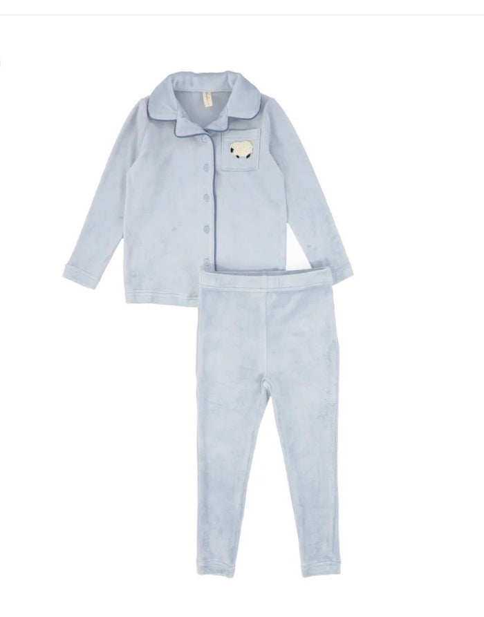 Baby Jolee Velour Sheep Loungeset , blue