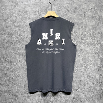 Amiri tank top bone white bone crack letterprinting