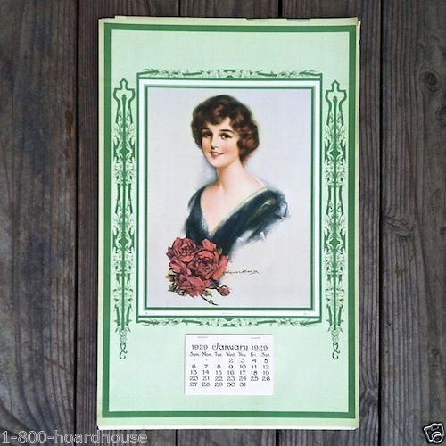 BEAUTIES Lithograph Store Promotional Calendar 1929