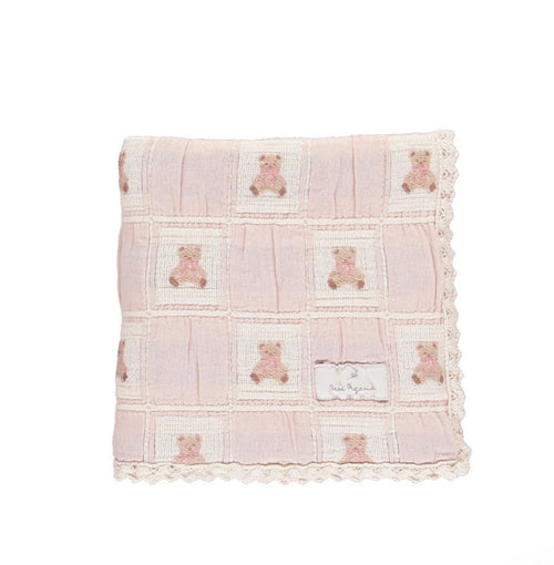 Bebe organic Crochet teddy blanket, pink