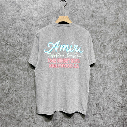 Amiri t shirts wine glass letterprinting short sleeves