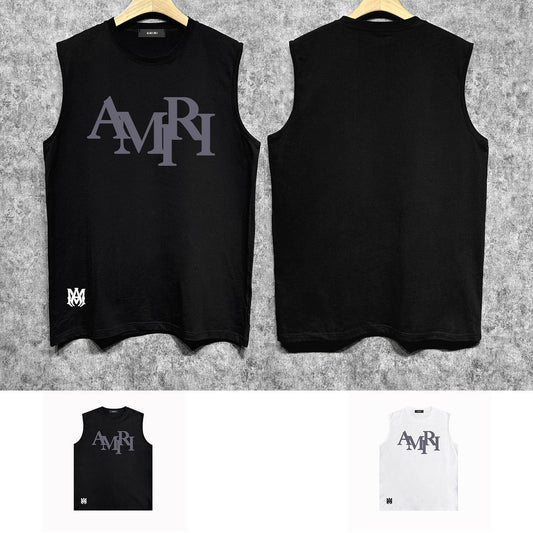 Amiri tank top all gray overlapping letterprinting