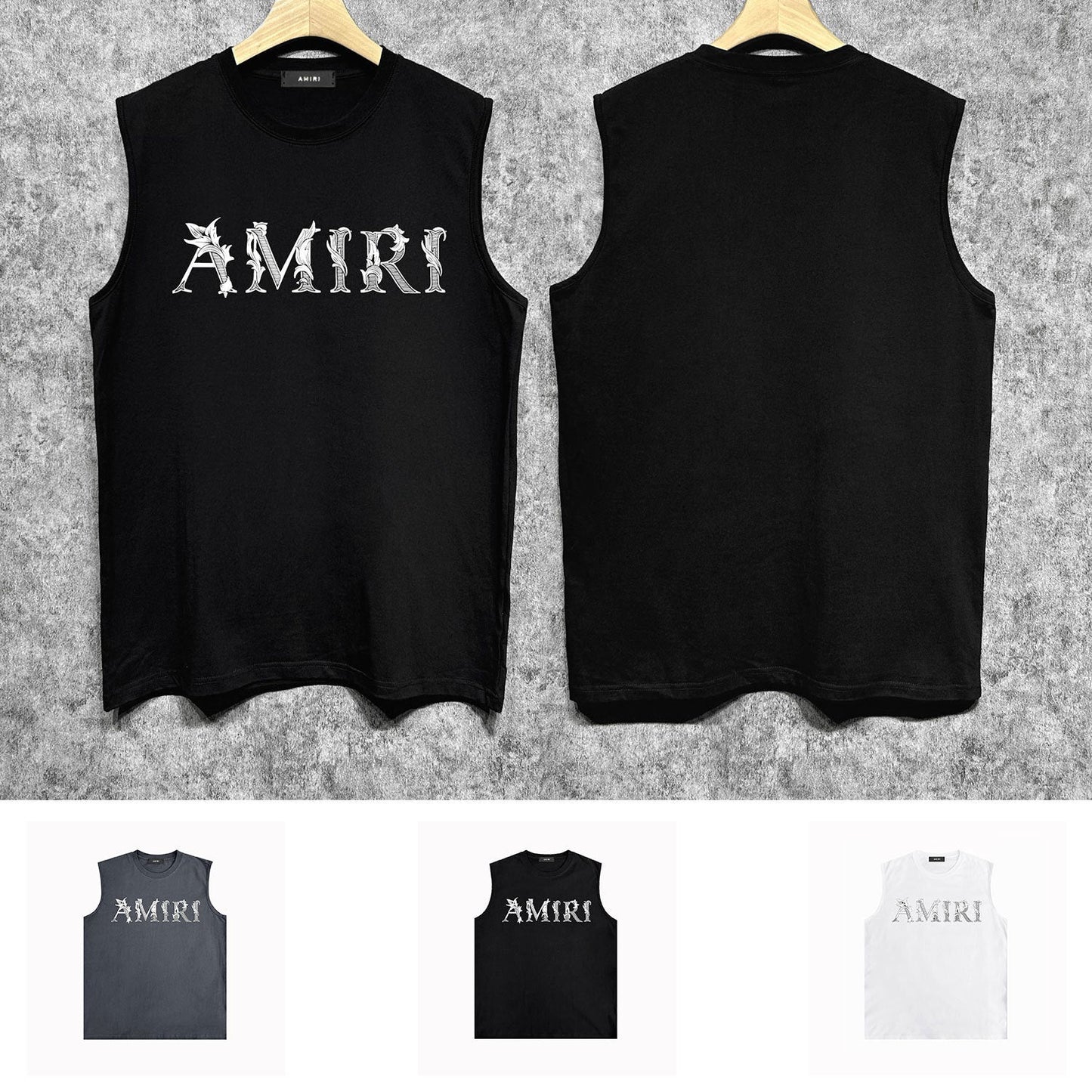 Amiri tank top with vine and man text printing
