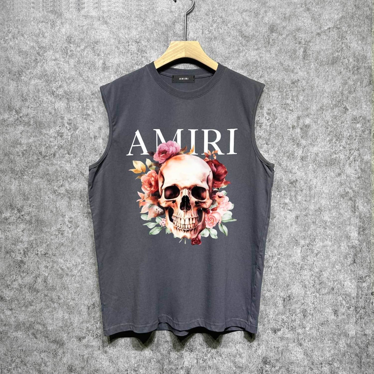 Amiri tank top flower skull printing