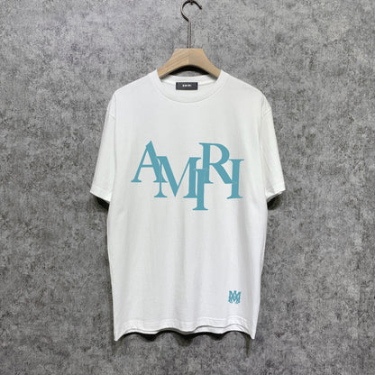 Amiri t shirts letter foam printing short sleeves