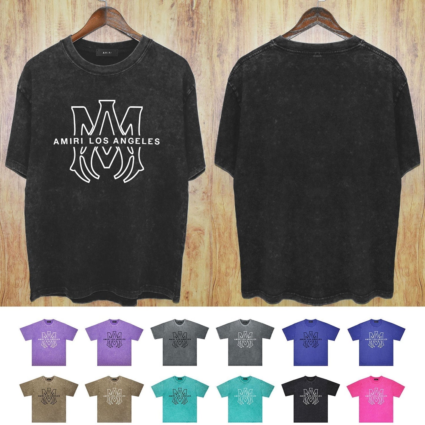 Amiri Washed Distressed T Shirt Printed Trendy Pure Cotton