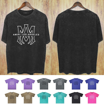 Amiri Washed Distressed T Shirt Printed Trendy Pure Cotton