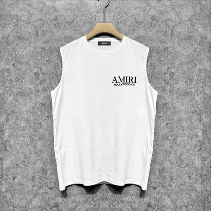 Amiri tank top new bone sleeve print