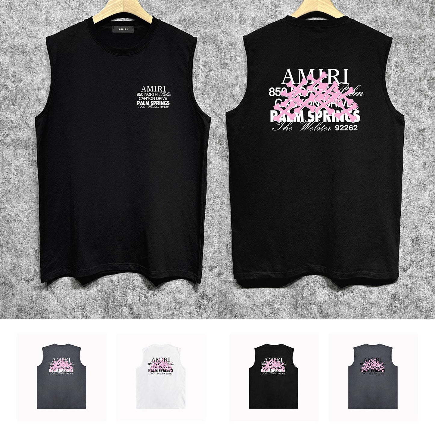 Amiri tank top pink bone print