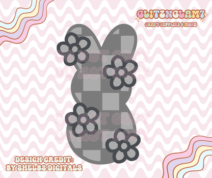 Checkered Bunny w/ Daisies Silicone Mold