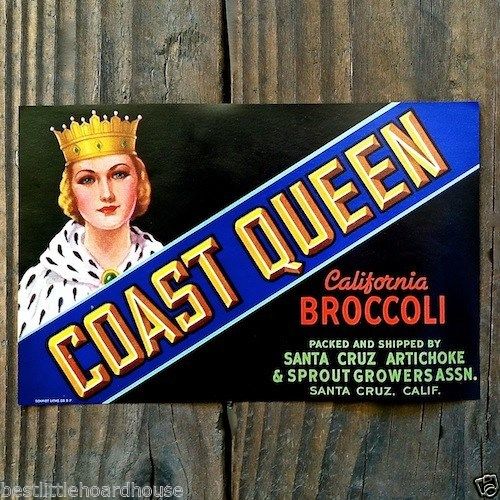 COAST QUEEN CALIFORNIA BROCCOLI Vegetable Crate Label