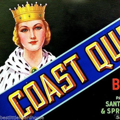 COAST QUEEN CALIFORNIA BROCCOLI Vegetable Crate Label