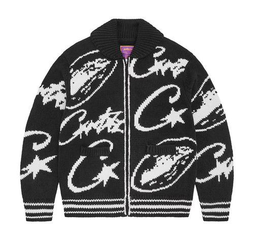 Corteiz VVS Jacquard Knit Zip Black
