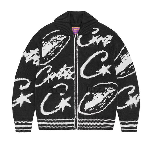 Corteiz VVS Jacquard Knit Zip Black