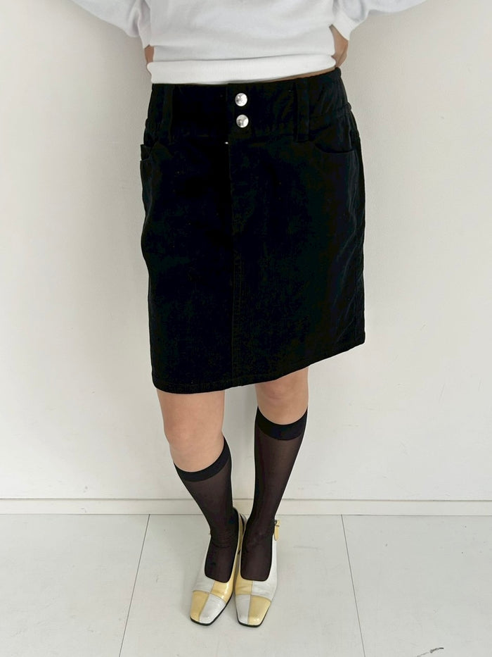 Courreges corduroy black skirt