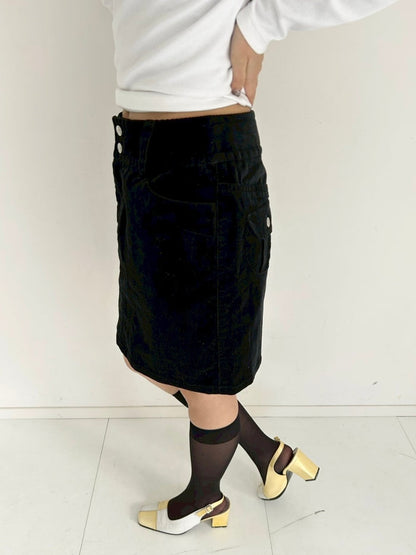 Courreges corduroy black skirt