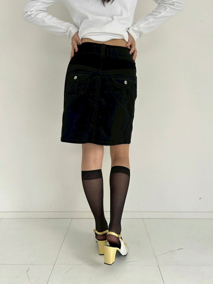 Courreges corduroy black skirt