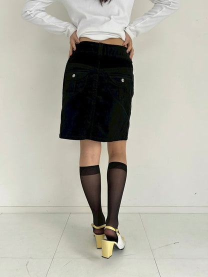 Courreges corduroy black skirt