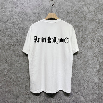 Amiri t shirts sanskrit printing short sleeve