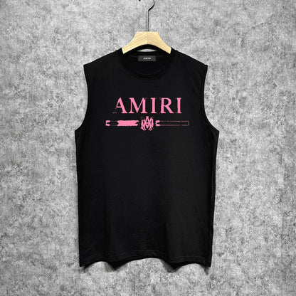 Amiri tank top with damaged letter horizontal stripesprinting