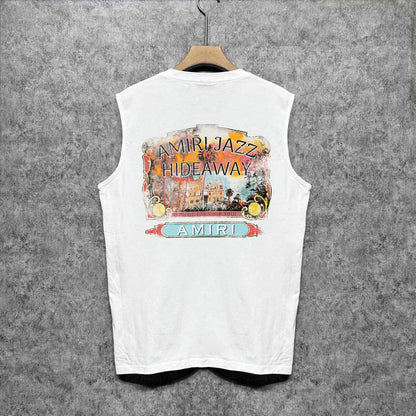 Amiri tank top lake view oil painting printing