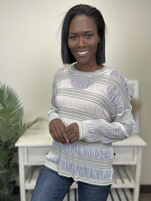 Someone Like You Women's Sheer Striped Sweater