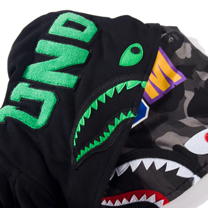 Bathing Ape Hoodie Zip Cardigan Double Hat Shark Sweater Jacket