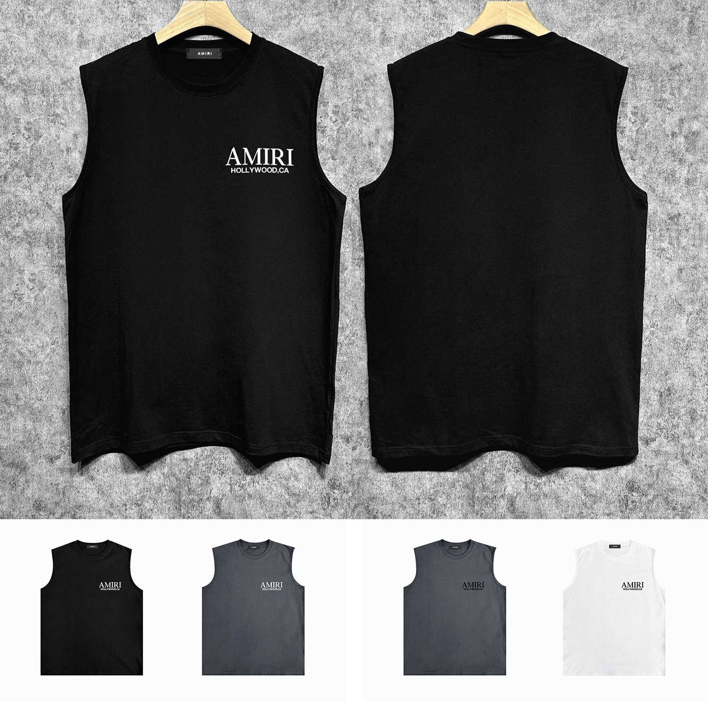 Amiri tank top new bone sleeve print