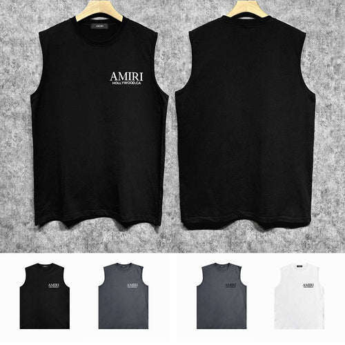 Amiri tank top new bone sleeve print