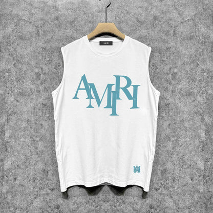 Amiri tank top with overlapping letter foam printing