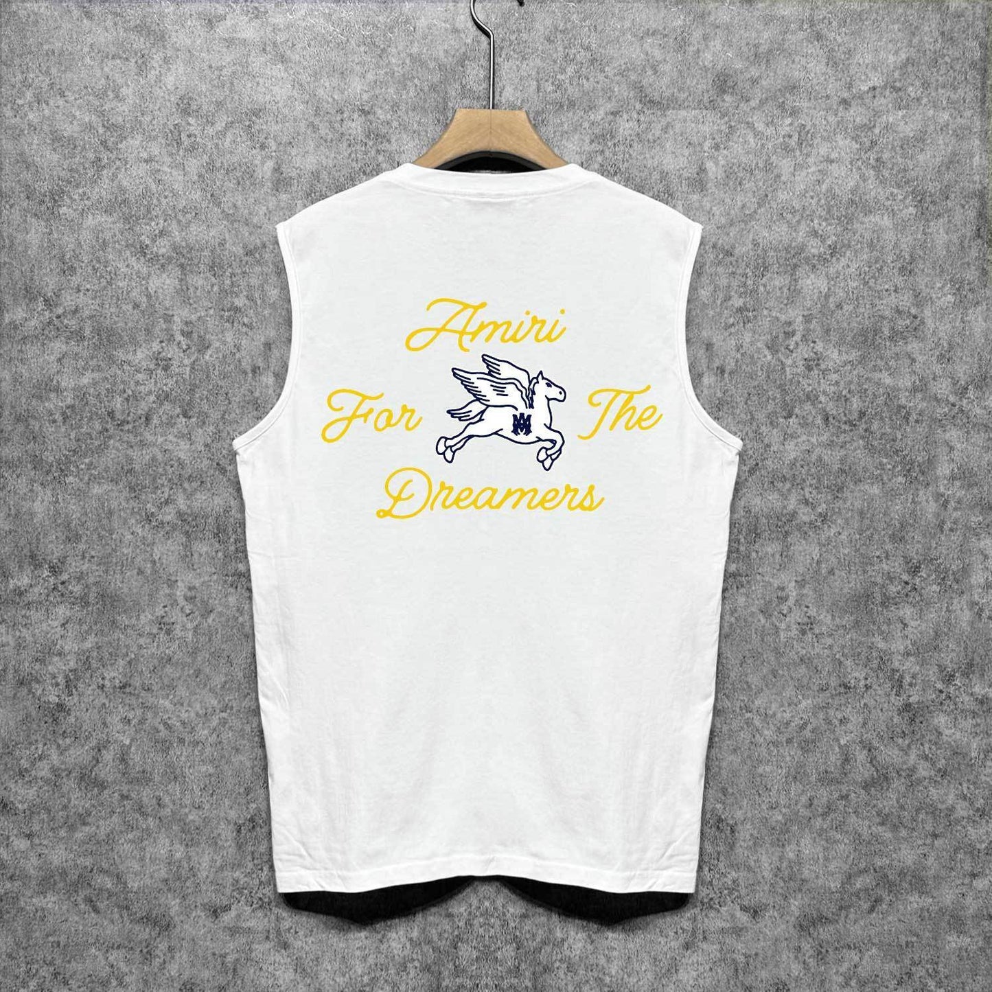 Amiri tank top yellow letter pegasus printing