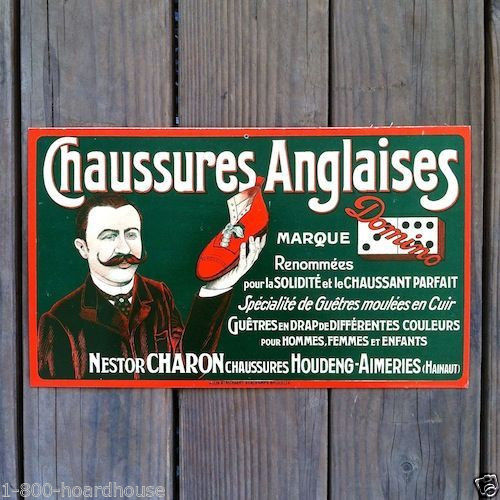 DOMINO ENGLISH SHOES French Cardboard Sign 1920s