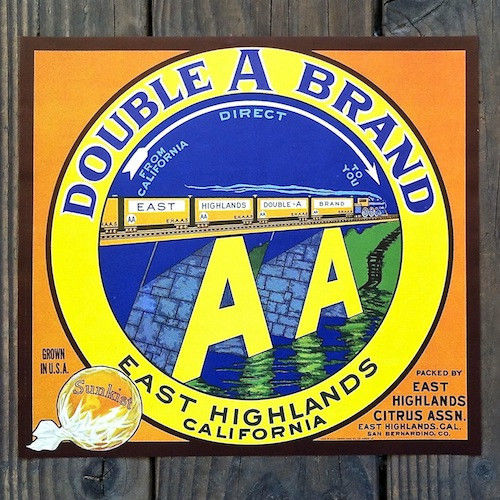 DOUBLE A BRAND SUNKIST Orange Box Crate Label
